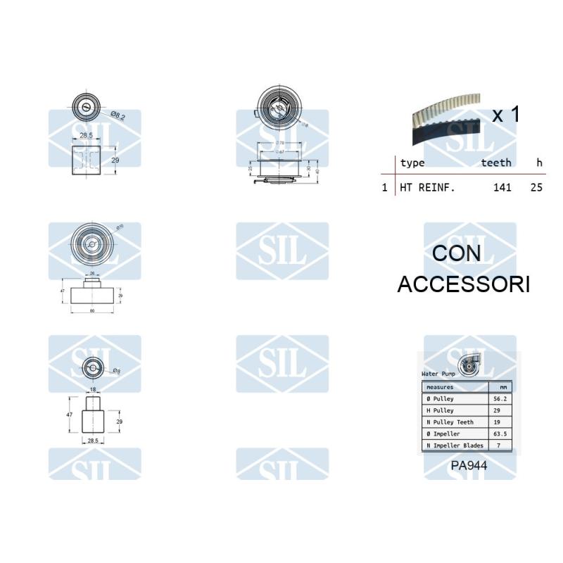 Pompe à eau + kit de courroie de distribution Saleri SIL K1PA944 - Visuel 1