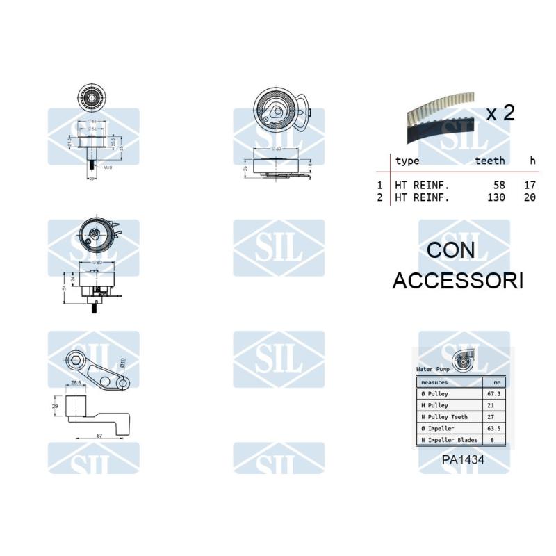 Pompe à eau + kit de courroie de distribution Saleri SIL K1PA945A - Visuel 1