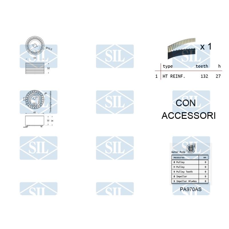 Pompe à eau + kit de courroie de distribution Saleri SIL K2PA970AS - Visuel 1