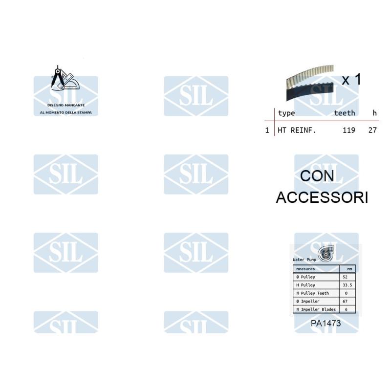 Pompe à eau + kit de courroie de distribution Saleri SIL K3PA1473 - Visuel 1
