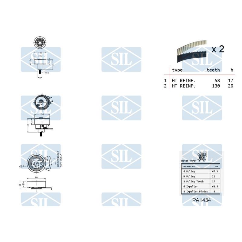 Pompe à eau + kit de courroie de distribution Saleri SIL K3PA945A - Visuel 1