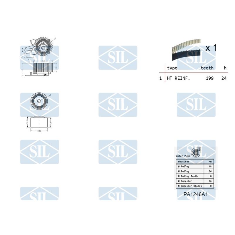 Pompe à eau + kit de courroie de distribution Saleri SIL K5PA1246A1 - Visuel 1