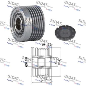 Poulie roue libre, alternateur SIDAT OEM 55185076