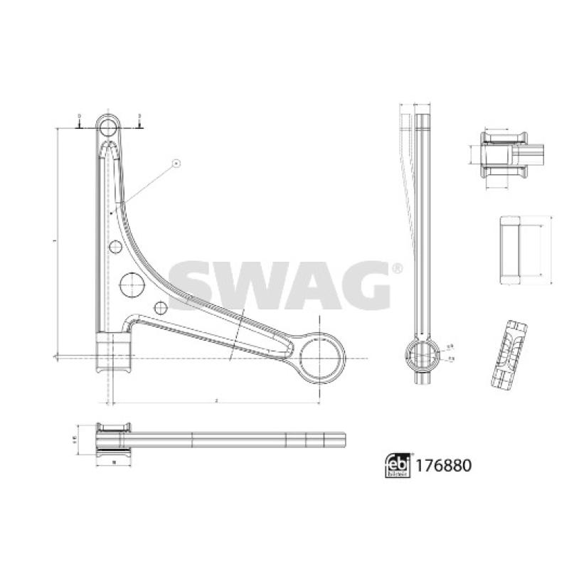 Triangle ou bras de suspension (train avant) SWAG 33 10 3784 - Visuel 1