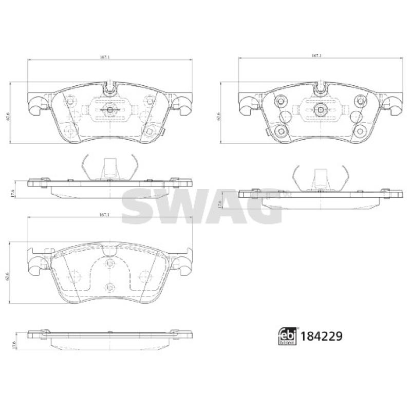 Jeu de 4 plaquettes de frein avant SWAG 33 10 9319 - Visuel 1