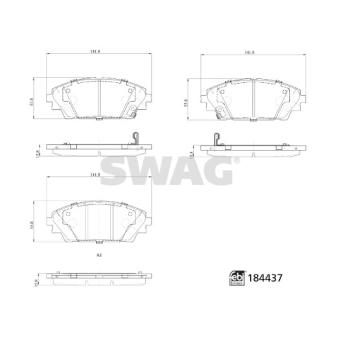 Jeu de 4 plaquettes de frein avant SWAG OEM DFY53328Z