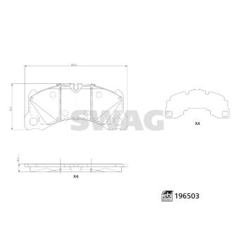 Jeu de 4 plaquettes de frein avant SWAG OEM 971698151AB