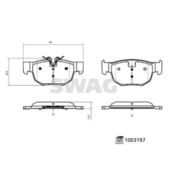 Jeu de 4 plaquettes de frein avant SWAG OEM T4A33131 Jeu de 4 plaquettes de frein avant SWAG OEM T4A33131