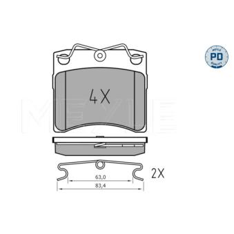 Jeu de 4 plaquettes de frein avant MEYLE OEM 701698151F