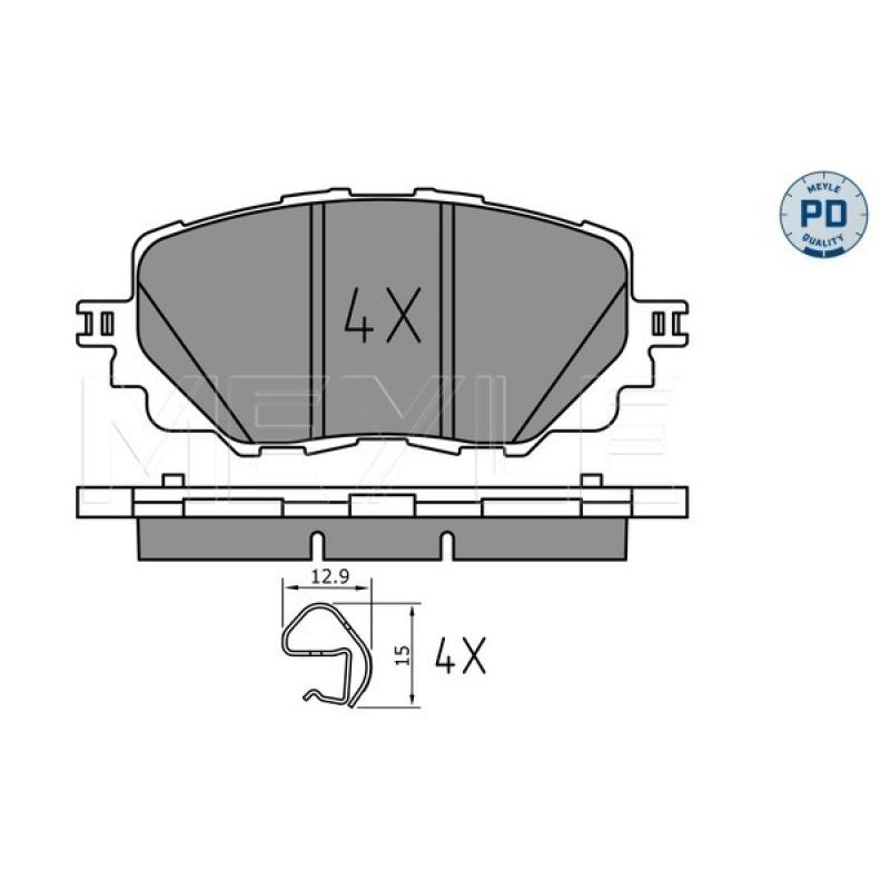 Jeu de 4 plaquettes de frein avant MEYLE 025 222 7115/PD - Visuel 1