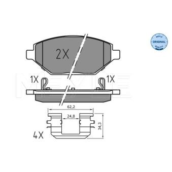 Jeu de 4 plaquettes de frein avant MEYLE [025 225 2218]