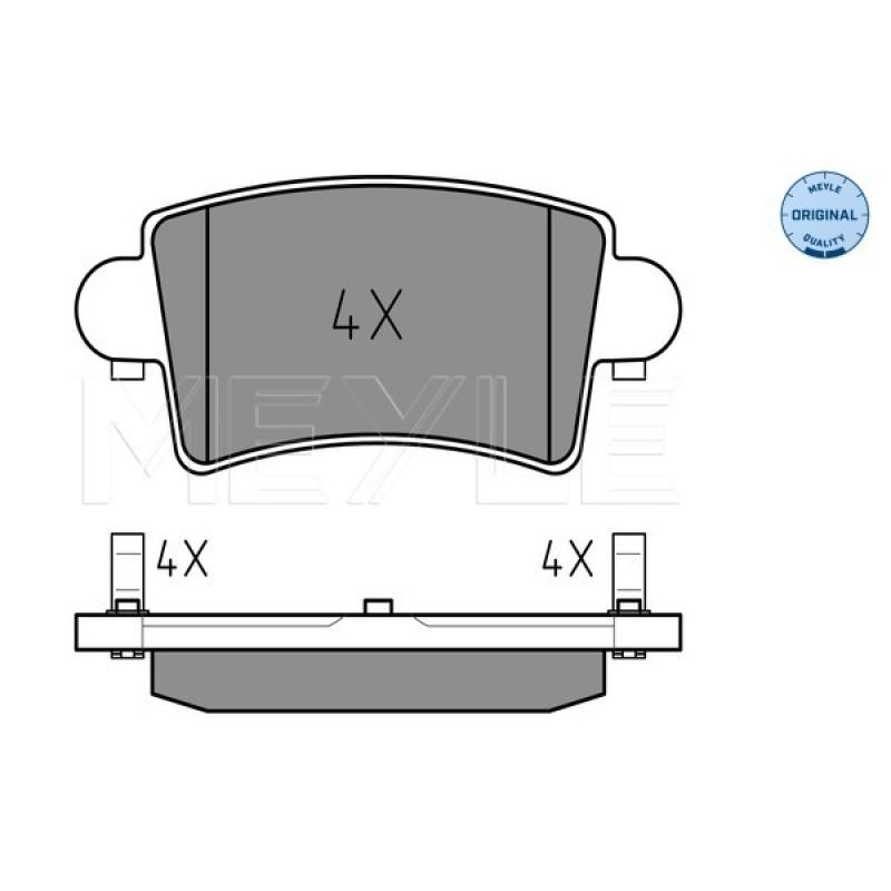 Jeu de 4 plaquettes de frein arrière MEYLE 025 236 6916 - Visuel 1