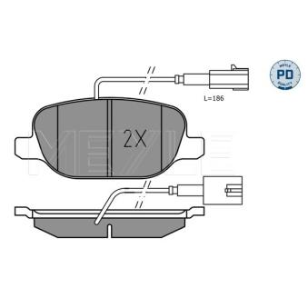 Jeu de 4 plaquettes de frein arrière MEYLE OEM 77365542