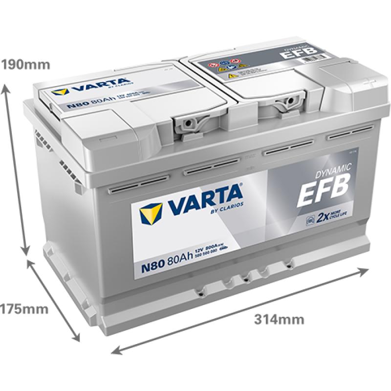 Batterie de démarrage Start & Stop VARTA 580500080K262 - Visuel 1