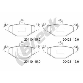 Jeu de 4 plaquettes de frein arrière BRECK 20410 00 704 00