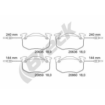 Jeu de 4 plaquettes de frein avant BRECK 20635 00 702 10