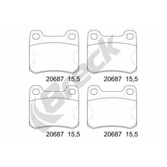 Jeu de 4 plaquettes de frein arrière BRECK OEM A0004209820