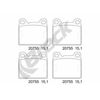 Jeu de 4 plaquettes de frein arrière BRECK OEM 272911 Jeu de 4 plaquettes de frein arrière BRECK OEM 272911