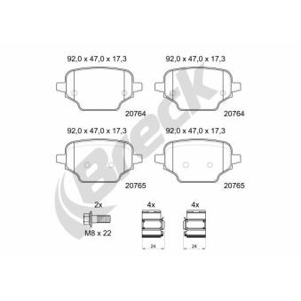Jeu de 4 plaquettes de frein avant BRECK [20764 00 704 00]