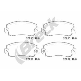 Jeu de 4 plaquettes de frein avant BRECK OEM 60810239