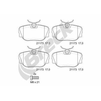 Jeu de 4 plaquettes de frein avant BRECK OEM 34111156898