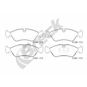 Jeu de 4 plaquettes de frein avant BRECK OEM 1605911 Jeu de 4 plaquettes de frein avant BRECK OEM 1605911