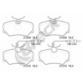 Jeu de 4 plaquettes de frein avant BRECK OEM 425087