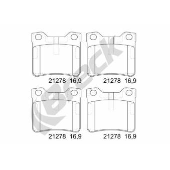 Jeu de 4 plaquettes de frein arrière BRECK OEM 425130 Jeu de 4 plaquettes de frein arrière BRECK OEM 425130