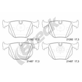 Jeu de 4 plaquettes de frein arrière BRECK OEM 34212357231