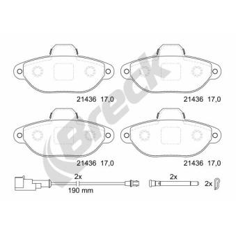 Jeu de 4 plaquettes de frein avant BRECK OEM BS512K021BA