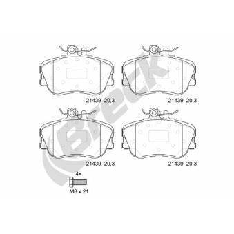 Jeu de 4 plaquettes de frein avant BRECK OEM A002420212005