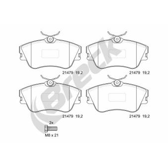 Jeu de 4 plaquettes de frein avant BRECK OEM 701698151J