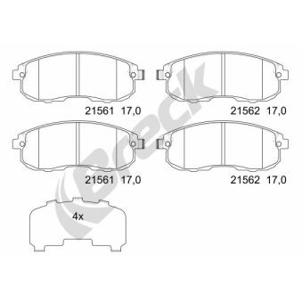 Jeu de 4 plaquettes de frein avant BRECK OEM 41060AM892 Jeu de 4 plaquettes de frein avant BRECK OEM 41060AM892