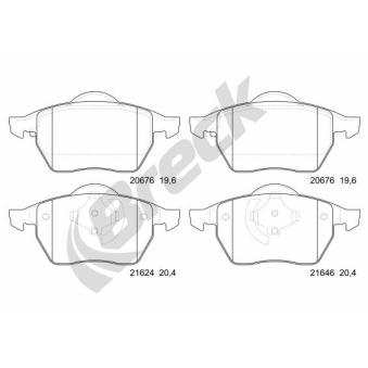 Jeu de 4 plaquettes de frein avant BRECK OEM 8D0698151F