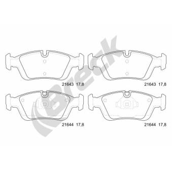 Jeu de 4 plaquettes de frein avant BRECK OEM 34111161446