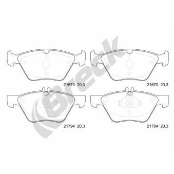 Jeu de 4 plaquettes de frein avant BRECK OEM A0034202920 Jeu de 4 plaquettes de frein avant BRECK OEM A0034202920