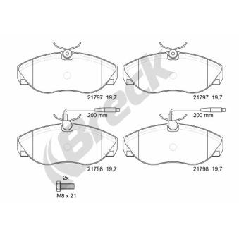 Jeu de 4 plaquettes de frein avant BRECK OEM 9945788