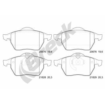Jeu de 4 plaquettes de frein avant BRECK OEM 5062211