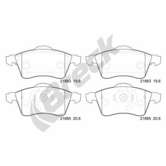 Jeu de 4 plaquettes de frein avant BRECK OEM 7D0698151