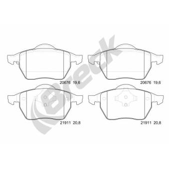 Jeu de 4 plaquettes de frein avant BRECK OEM 3A0698151
