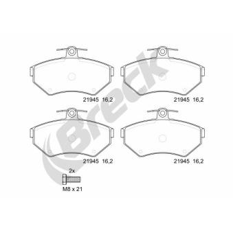 Jeu de 4 plaquettes de frein avant BRECK OEM 1HM698151
