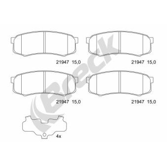 Jeu de 4 plaquettes de frein arrière BRECK OEM 0446660050