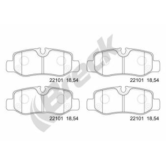 Jeu de 4 plaquettes de frein arrière BRECK OEM 4474200320