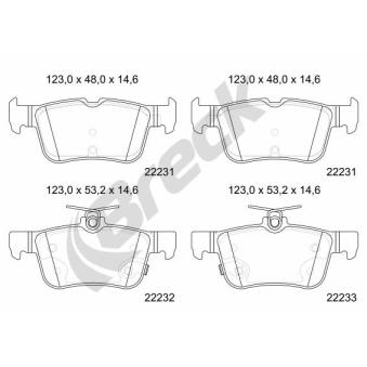 Jeu de 4 plaquettes de frein avant BRECK OEM KTJ1GC2M007AC