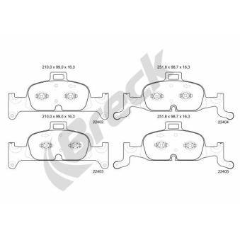 Jeu de 4 plaquettes de frein avant BRECK OEM 8w0698151bb