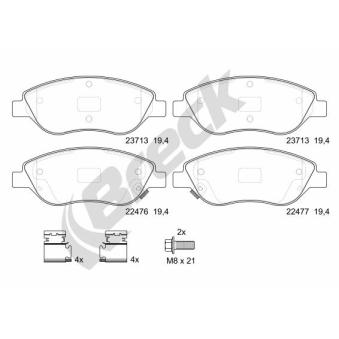 Jeu de 4 plaquettes de frein avant BRECK OEM 77367923