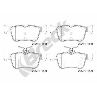 Jeu de 4 plaquettes de frein arrière BRECK OEM DG9C2M007GA