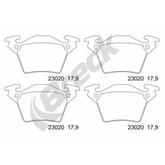 Jeu de 4 plaquettes de frein arrière BRECK OEM 0034200220