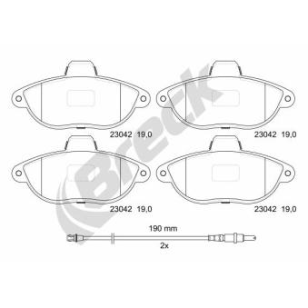 Jeu de 4 plaquettes de frein avant BRECK OEM 77365928 Jeu de 4 plaquettes de frein avant BRECK OEM 77365928