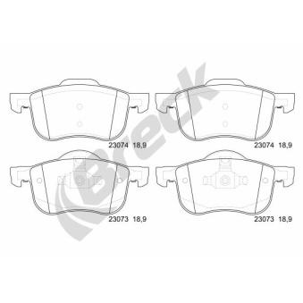 Jeu de 4 plaquettes de frein avant BRECK OEM 30648385 Jeu de 4 plaquettes de frein avant BRECK OEM 30648385
